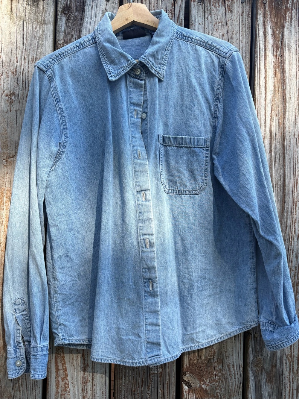 Light Wash Denim Button-Up Shirt